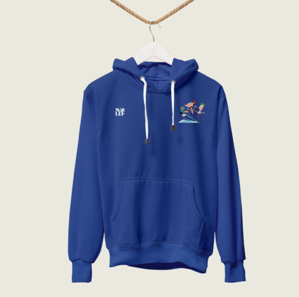 Hoodie Capota Bolsillo Azul Rey Phineas2